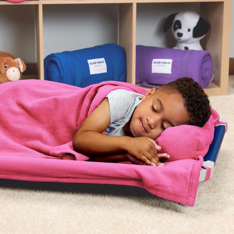 ROLLEE POLLEE Northwest Rollee Pollee Nap Sac Roll-Up Toddler Blanket with Attached Pillow - Soft Fleece Preschool Nap Mat for Daycare or Travel - Machine Washable - Pink - Image 4